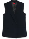 Hugo Boss Double-breasted Waistcoat In Blue