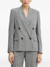Hugo Boss Double-breasted Wool Blazer In Gray