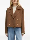 Hugo Boss Boss Jutano Contrast Print Double Breasted Wool Blend Jacket In Brown