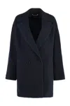 Hugo Boss Double-breasted Oversized Coat In Blue