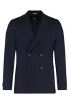 Hugo Boss Boss Double-breasted Wool Jacket In Blue