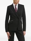 Hugo Boss Double-breasted Zip-pocket Blazer In Black