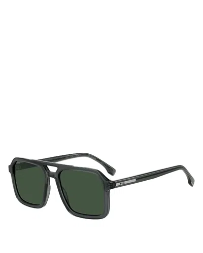 Hugo Boss Double Bridge Square Sunglasses, 56mm In Green