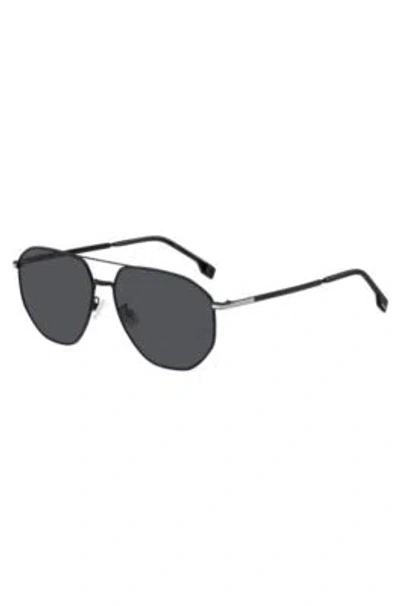 Hugo Boss Double-bridge Sunglasses In Black Steel With Signature Hardware Men's Eyewear In Assorted-pre-pack