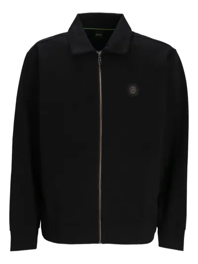 Hugo Boss Sweatshirtjacke Mit Doppel-d-monogramm In Black