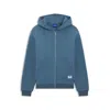 Hugo Boss Double-layered Zip-up Hoodie In Terry In Blue