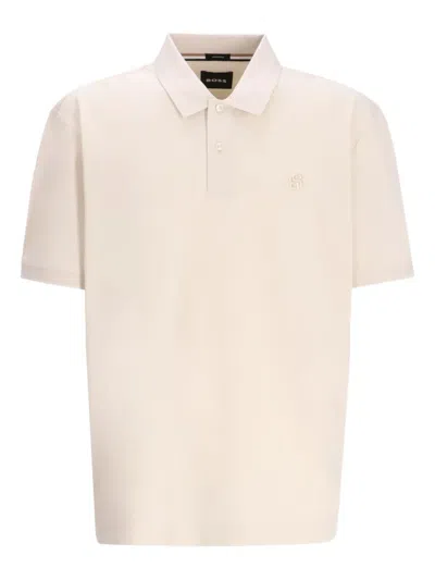 Hugo Boss Double-monogram Mercerised Cotton Polo Shirt In Brown