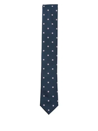 Hugo Boss Double-pattern Tie In Blue