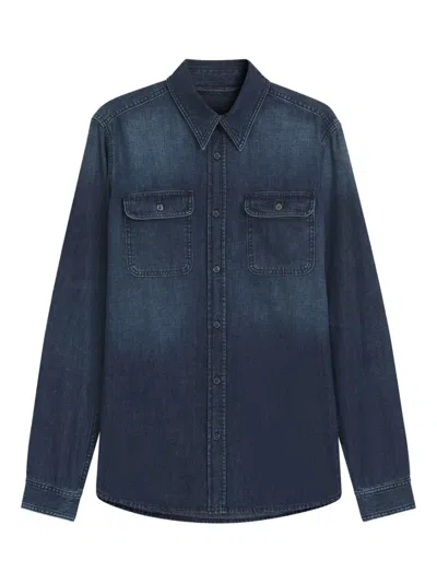 Hugo Boss Double-pocket Denim Shirt In Blue