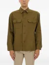 Hugo Boss Boss Stretch Linen And Viscose Shirt In Brown