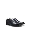 Hugo Boss Double-strap Monk Shoes In Leather With Heel Detail In Blue