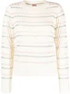 Hugo Boss Double-striped Knitted Sweater In Weiss
