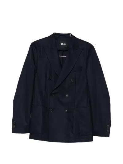 Hugo Boss Double-breasted Blazer In Black