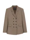 Hugo Boss Structured Brown Double-breasted Blazer With Notched Lapel In Brown