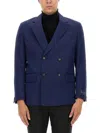 Hugo Boss Double-breasted Two-pocket Blazer In Blue