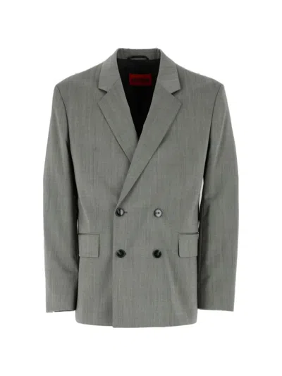Hugo Boss Double Breasted Suit Notched Lapels Tailoring In Gray