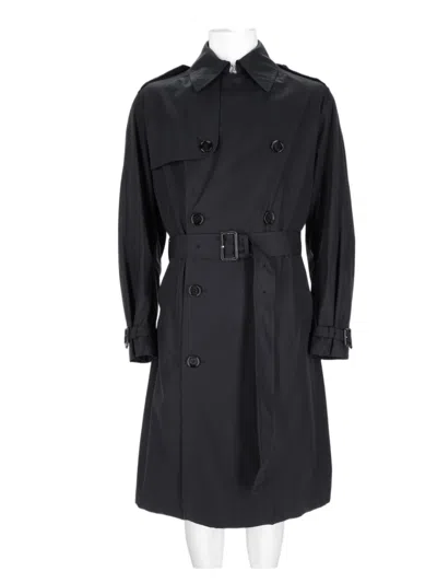 Hugo Boss Double-breasted Tailored Trench Coat In Black