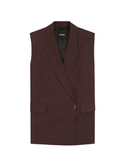Hugo Boss Double-breasted Vest In Brown