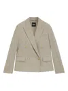 Hugo Boss Double-breasted Wool Blazer In Neutral