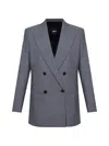 Hugo Boss Double-breasted Wool Jacket In Gray