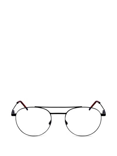 Hugo Boss Double-bridge Round-frame Glasses In Black