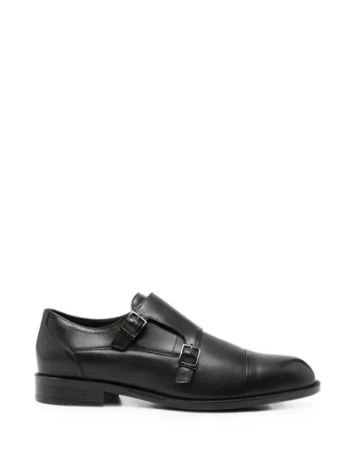 Hugo Boss Double-strap Leather Monk Shoes In Yellow
