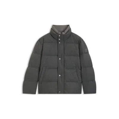 Hugo Boss Down-filled Jacket In Flannel In Black