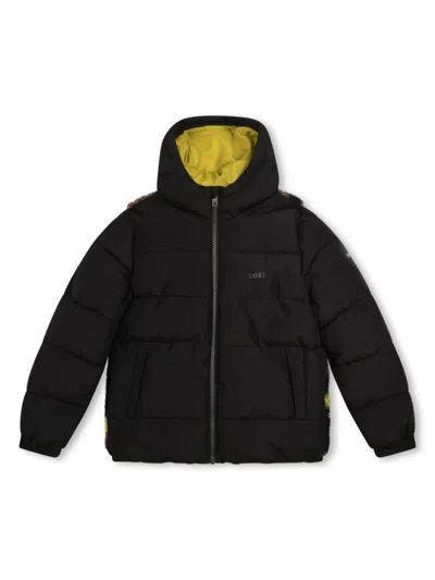 Hugo Boss Kids' Down Jacket With Hood In Black