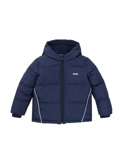 Hugo Boss Kids' Down Jacket With Hood In Blue