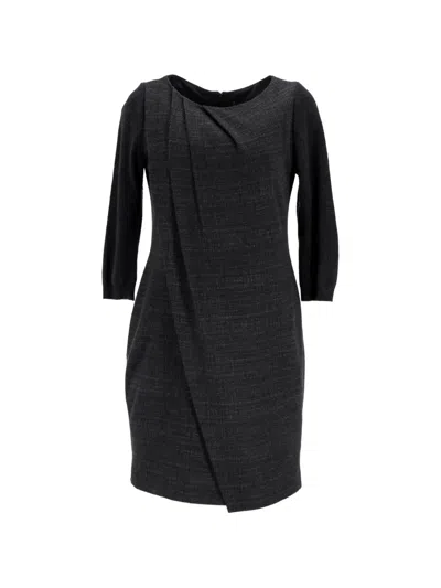 Pre-owned Hugo Boss Draped Midi Dress In Black