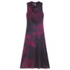 Hugo Boss Draped-neckline Dress In Printed Silk In Purple
