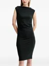 Hugo Boss Draped Sleeveless Midi Dress In Black