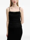 Hugo Boss Draped Spaghetti-strap Top In Black