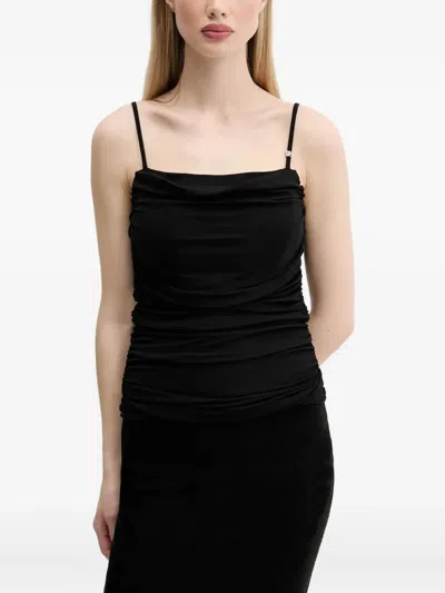Hugo Boss Draped Spaghetti-strap Top In Black