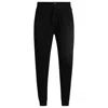 Hugo Boss Cotton-terry Tracksuit Bottoms With Embroidered Logo In Black