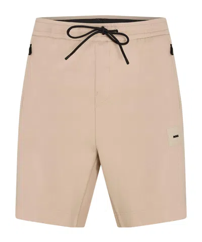 Hugo Boss Drawstring Casual Shorts In Nude
