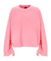 Hugo Boss Drawstring-cuffs Cotton Sweatshirt In Pink