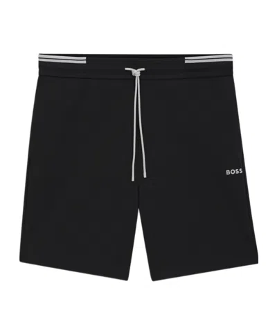 Hugo Boss Drawstring Elastic Waist Shorts In Black
