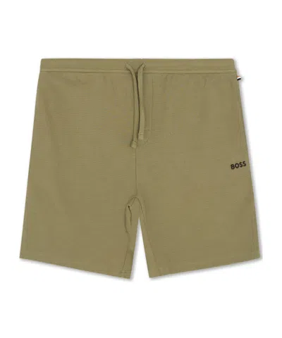 Hugo Boss Drawstring Elastic Waist Shorts In Brown