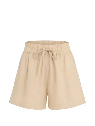 Hugo Boss Drawstring Elasticated-waist Shorts In Brown