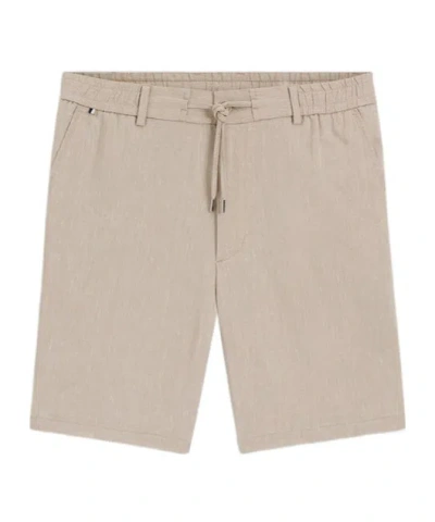 Hugo Boss Linen Polyester Viscose Elastane Shorts In Neutral