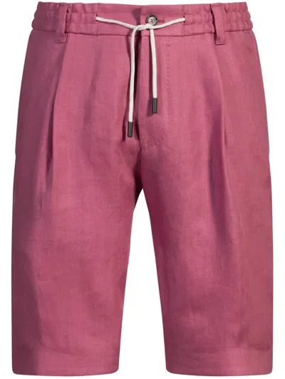 Hugo Boss Tapered-fit Shorts In Wrinkle-resistant Linen In Pink