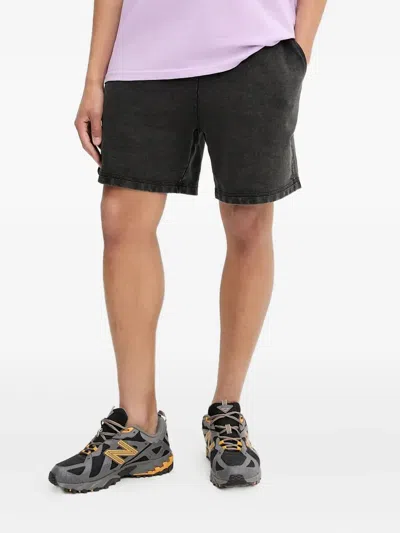 Hugo Boss Drawstring-fastening Acid-wash Shorts In Gray