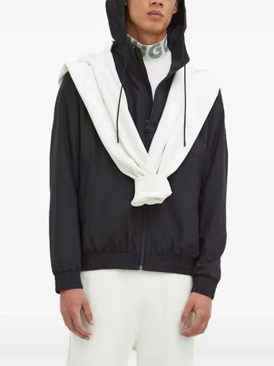 Hugo Boss Drawstring Hooded Sweatshirt In Black