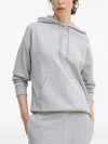 Hugo Boss Drawstring Hooded Sweatshirt In Gray
