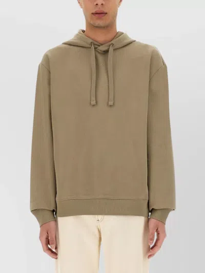 Hugo Boss Drawstring Hoodie Long Sleeves In Brown