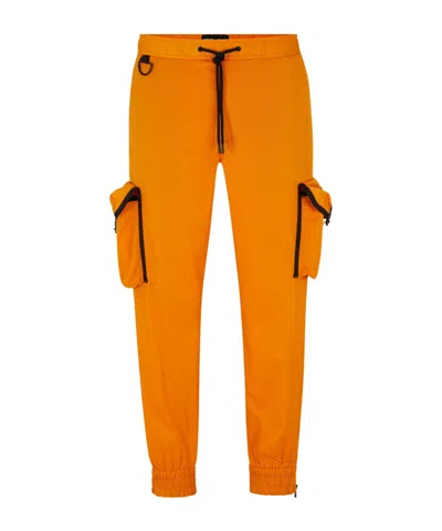Hugo Boss Drawstring Jogger Cargo Trousers In Orange