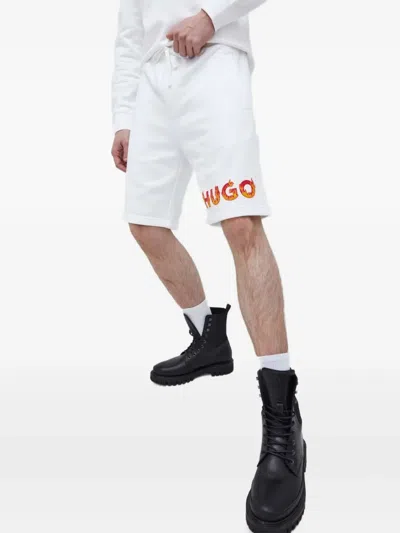 Hugo Boss Drawstring Logo-print Track Shorts In White