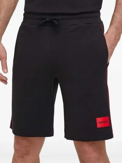 Hugo Boss Drawstring Logo Track Shorts In Black