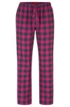 Hugo Boss Drawstring Pajama Bottoms In Checked Cotton Flannel In Dark Pink